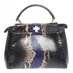 Pre Owned Fendi Multicolor Python Mini Peekaboo Bag
