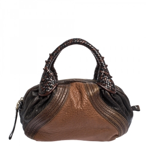 Pre Owned Fendi Brown Leather Baby Spy Bag