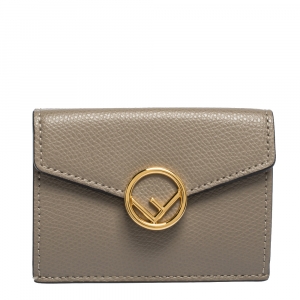 Pre Owned Fendi Beige Leather F is Fendi  Small Wallet