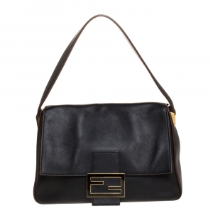 Pre Owned Fendi Black Leather Mama Forever Shoulder Bag
