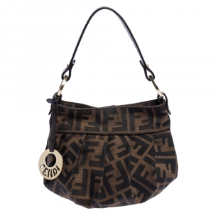 Pre Owned Fendi Tobacco Zucca Canvas and Leather Mini Chef Bag