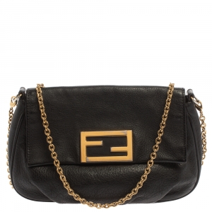 مملوكة مسبقًا Fendi Black Leather Mini Mia Crossbody Bag
