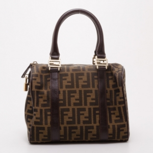 Pre Owned Fendi Jacquard Zucca Boston Bag 