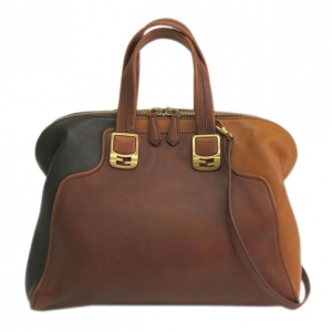 Pre Owned Fendi Tri-Color Leather Chameleon Boston Bag