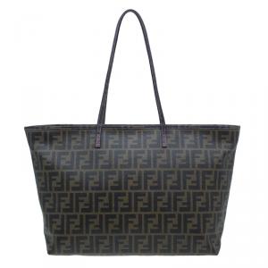 مملوكة مسبقًا Fendi Brown Zucca Canvas Large Spalmati Roll Shopper Tote