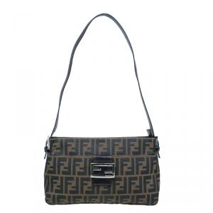 Fendi Brown Tobacco Zucca Long Baguette Shoulder Bag