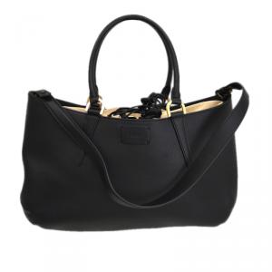 Pre Owned Fendi Black Leather Large 'B. Fab' Gathered Tote