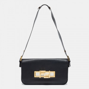 Fendi Black Leather 3Baguette Shoulder Bag