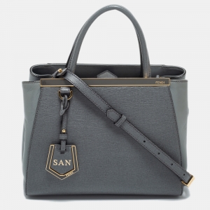 Pre Owned Fendi Grey Leather Small 2Jours Tote