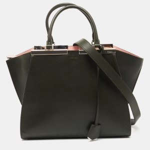 Pre Owned Fendi Dark Green Leather Medium 3Jours Tote
