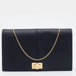 Fendi Black Leather Chain Clutch