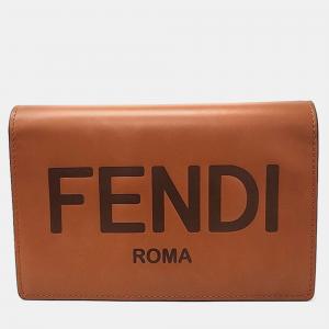 Fendi Brown Leather Logo Chain Wallet