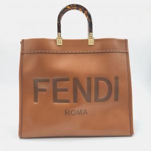 Fendi Brown Leather Large Sunshine Tote Bag
