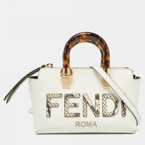 Fendi Off White Python and Leather Mini By The Way Bag