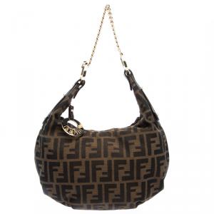 مملوكة مسبقًا Fendi Tobacco Zucca Canvas Chef Chain Hobo