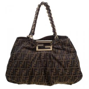 Pre Owned Fendi Tobacco Zucca Canvas Large Mia Tote