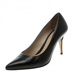 Pre Owned Fendi Black Leather Decollete Pointed Toe Pumps Size 38