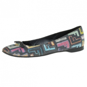 Pre Owned Fendi Multi Colored Zucca Spalmati Ballet Flats Size 38