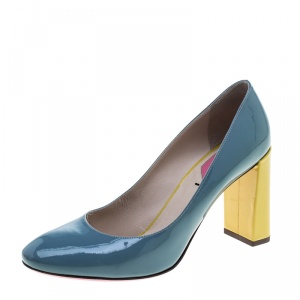 Pre Owned Fendi Multicolor Patent Leather Eloise Round Toe Pumps Size 39