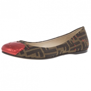 Pre Owned Fendi Zucca Canvas Heart Cap Toe Ballet Flats Size 38.5