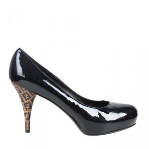 Pre Owned Fendi Black Patent Leather Varnished Pumps Size 39.5