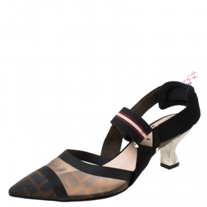 Pre Owned Fendi Multicolor Mesh Colibri Slingback Sandals Size 39