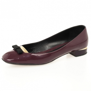 Pre Owned Fendi Burgundy Patent Bow Details Ballet Flats Size 39