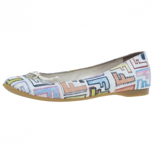 Pre Owned Fendi White Multicolor Zucca Spalmati Ballet Flats Size 38