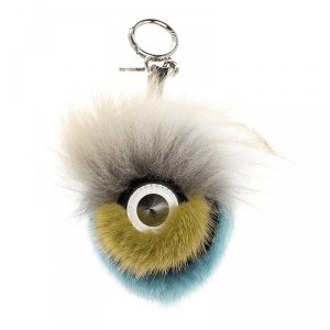 Pre Owned Fendi Multicolor Fur Silver Tone Bug Bag Charm