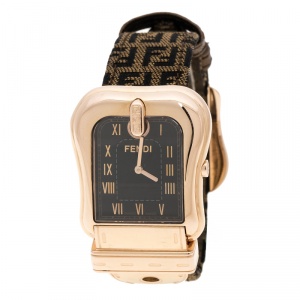 Pre Owned Fendi Black Zucca Canvas B. Fendi Women's Wristwatch 33 mm