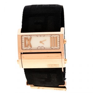 Fendi Yellow Rose Gold Plated Stainless Steel 1140G Zip Code Women Wristwatch 46 mm
