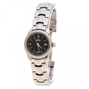 Pre Owned Fendi Black Stainless Steel 210L Women's Wristwatch 26 mm