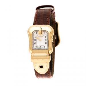 Pre Owned Fendi White Mother of Pearl Gold Plated Stainless Steel B.Fendi 3800L Women's Wristwatch 23 mm