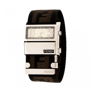 Fendi White Stainless Steel Diamond Zip Code 1120L Women's Wristwatch 38 mm