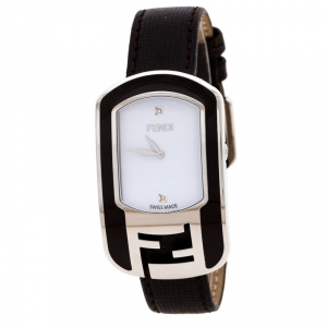 Pre Owned Fendi White Stainless Steel Chameleon Women's Wristwatch 29 MM