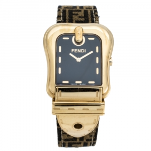 Fendi Black Gold Plated Stainless Steel Canvas B.Fendi 3800G Women's Wristwatch 33 mm