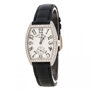 Franck Muller Silver 18K White Gold And Diamonds Cintree Curvex 1750S6D Women's Wristwatch 29 mm 