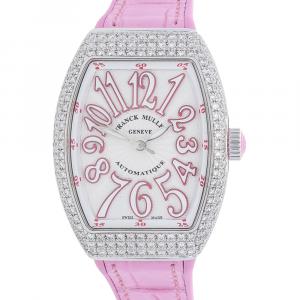 Franck Muller Silver Diamonds Stainless Steel Vanguard V SC AT AC FO D RS Women's Wristwatch 32 x 42 MM