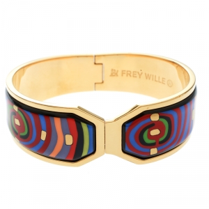 Pre Owned Frey Wille Hommage à Hundertwasser Spiral of Life Multicolor Fire Enamel Clasp Contessa Bracelet 