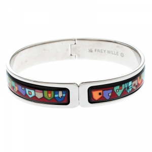 Pre Owned Frey Wille Hundertwasser Street Rivers Multicolor Fire Enamel Ballerina Bracelet 