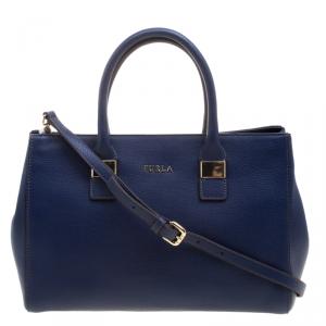 Pre Owned Furla Navy Blue Leather Medium Amelia Tote