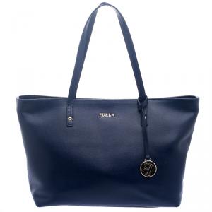 Pre Owned Furla Navy Blue Saffiano Leather Tote