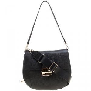 Pre Owned Furla Black Leather Small Club Crossbody Bag