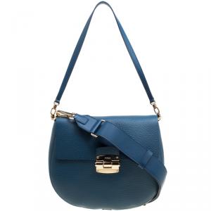 Pre Owned Furla Blue Leather Small Club Crossbody Bag