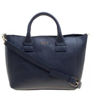 Pre Owned Furla Navy Blue Leather Small Capriccio Tote 