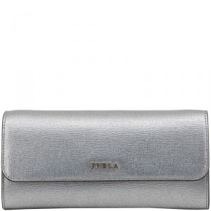 Pre Owned Furla Silver Leather Babylon WOC Clutch Bag