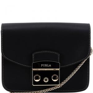 Pre Owned Furla Onyx Leather Mini Metropolis Crossbody Bag