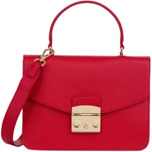Pre Owned Furla Ruby Leather Metropolis S Top Handle Bag