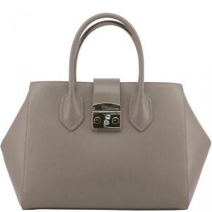 Pre Owned Furla Sabbia Textured Leather Medium Metropolis Tote