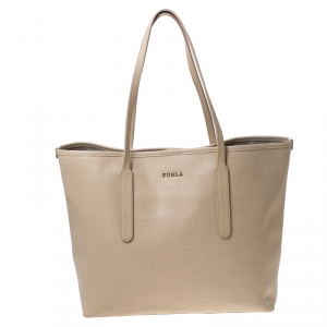 Pre Owned Furla Beige Leather Ariana Tote 
